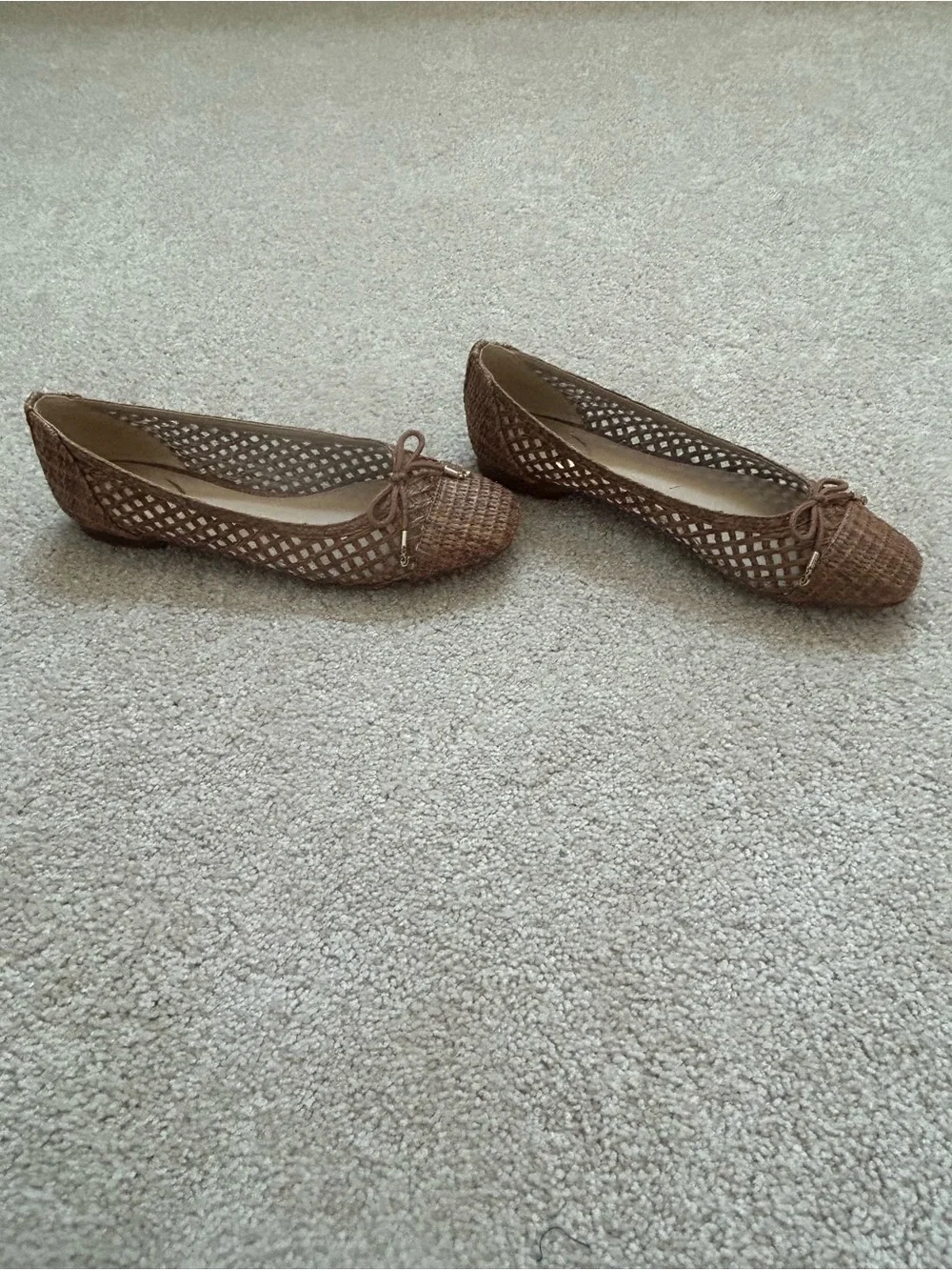 Sam Edelman Brown Woven Ballet Flats with Bow Detail
